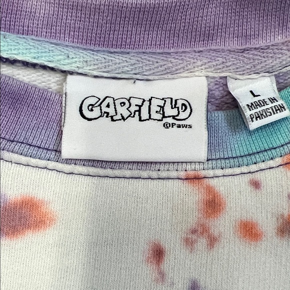 Vibrant Tie-Dye Garfield Women's Sweatshirt "I Donut Care" Large - Picture 11 of 14